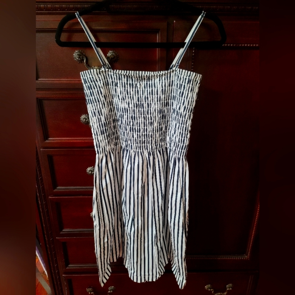 Navy striped mini dress